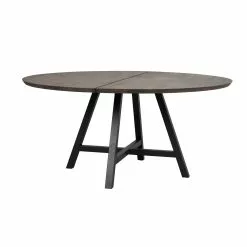 Rowico AB CARRADALE Ruokapöytä Pyöreä 150 Cm Metallijaloilla -säilytyshuonekalukauppa Carradale ruokapoyta pyorea savutammi musta 120343