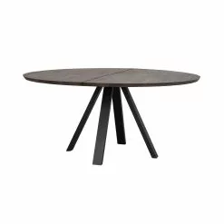 Rowico AB CARRADALE Ruokapöytä Pyöreä 150 Cm V-mallisilla Metallijaloilla -säilytyshuonekalukauppa Carradale ruokapoyta pyorea savutammi musta 120323