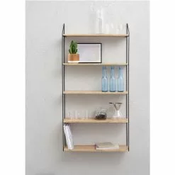 Schou Company A/S DAY Seinähylly 59 Cm 5-tasoinen -säilytyshuonekalukauppa Day seinahylly ruskea musta fiilis