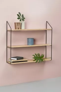 Schou Company A/S DAY Seinähylly 60 Cm 3-tasoinen -säilytyshuonekalukauppa Day 2Dseinahylly 2D3os 5Flv 2Dmusta 5Fmilj