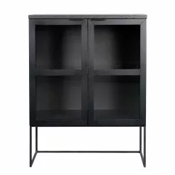 Rowico AB EVERETT Vitriini 95 Cm Matala -säilytyshuonekalukauppa Everett kaappi 125 musta118787