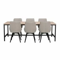 Rowico AB EVERETT Ruokapöytä -säilytyshuonekalukauppa Everett ruokapoyta kuultovalko Alison tuolit beige