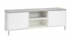 Leo-Matti Ojala Oy KIVI Tv-taso 144 Cm 2 Ovea Ja Avo-osa -säilytyshuonekalukauppa Kivi taso 148cm 2 ovi avo valk harmaa jalat 10cm