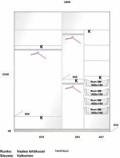 Lakeus Design Oy LAKEUS DESIGN Liukuovikaappi Mittatilauksena 180 X 65 X 250 Cm 11 Lakeus Design Oy LAKEUS DESIGN Liukuovikaappi Mittatilauksena 180 X 65 X 250 Cm -säilytyshuonekalukauppa Lakeus komero 14 sisusta