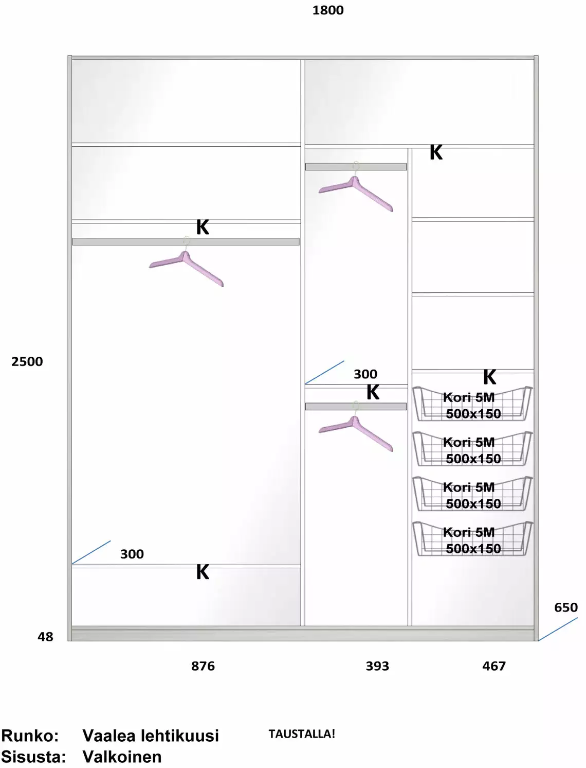 Lakeus Design Oy LAKEUS DESIGN Liukuovikaappi Mittatilauksena 180 X 65 X 250 Cm 5 Lakeus Design Oy LAKEUS DESIGN Liukuovikaappi Mittatilauksena 180 X 65 X 250 Cm - Image 3
