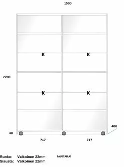 Lakeus Design Oy LAKEUS DESIGN Liukuovikaappi Mittatilauksena 150 X 40 X 220 Cm -säilytyshuonekalukauppa Lakeus komero 19 sisusta