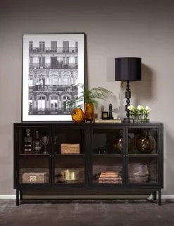 Rowico AB MARSHALLE Vitriinikaappi 160 Cm 12 Rowico AB MARSHALLE Vitriinikaappi 160 Cm -säilytyshuonekalukauppa Marshalle senkki musta milj 1