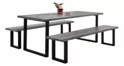 Vilbel Ou VENLA 6 Hengen Penkkiryhmä Lankkupöydällä Ja Suorilla Metallijaloilla -säilytyshuonekalukauppa Nauvo ryhma 200 harmaa musta