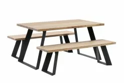 Vilbel Ou VENLA 4 Hengen Penkkiryhmä Lankkupöydällä Ja Vinoilla Metallijaloilla -säilytyshuonekalukauppa Venla rr 150cm metallijaloilla antiikki musta 6e3cc42b a97c 4dca 9c3b f3dadf21a66a