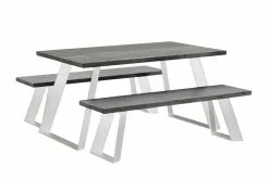 Vilbel Ou VENLA 4 Hengen Penkkiryhmä Lankkupöydällä Ja Vinoilla Metallijaloilla