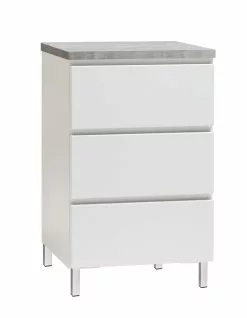 Leo-Matti Ojala Oy VIIVA Lipasto 46 Cm Matala -säilytyshuonekalukauppa viiva lipasto kapea 3ltk metallijalat harmaa