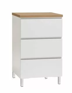 Leo-Matti Ojala Oy VIIVA Lipasto 46 Cm Matala -säilytyshuonekalukauppa viiva lipasto kapea 3ltk metallijalat tammi