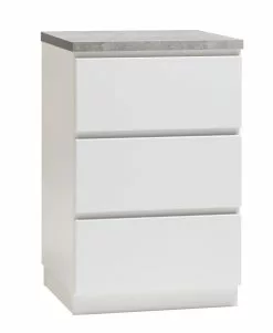 Leo-Matti Ojala Oy VIIVA Lipasto 46 Cm Matala -säilytyshuonekalukauppa viiva lipasto kapea 3ltk sokkeli harmaa