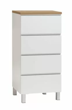 Leo-Matti Ojala Oy VIIVA Lipasto 46 Cm Korkea -säilytyshuonekalukauppa viiva lipasto kapea 4ltk alumiinijalat tammi