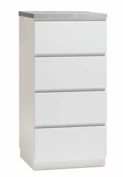 Leo-Matti Ojala Oy VIIVA Lipasto 46 Cm Korkea -säilytyshuonekalukauppa viiva lipasto kapea 4ltk sokkeli harmaa