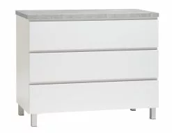 Leo-Matti Ojala Oy VIIVA Lipasto 92 Cm Matala -säilytyshuonekalukauppa viiva lipasto levea 3ltk alumiinijalat harmaa